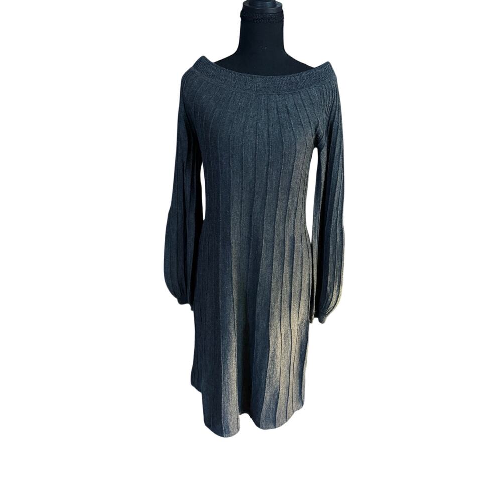 Saks Fifth Avenue Vintage Y2K Merino Wool Blend Balloon Sleeve Knit Dress Size M